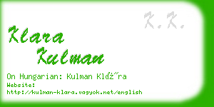 klara kulman business card